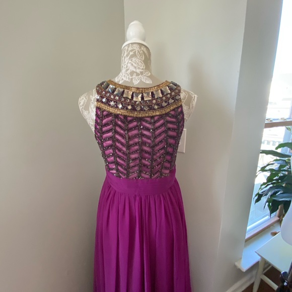 JS Collections Fuchsia Beaded Sleeveless Gown - Picture 8 of 15